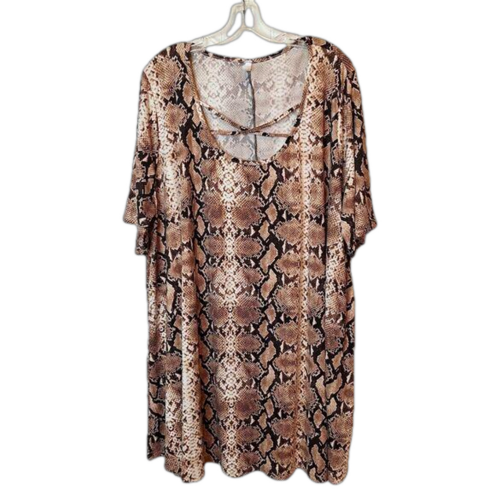 Womens Boutique Pullover Tunic Top Dress Size 4XL Reptile Print Knit Stretch‎